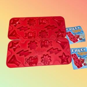 Kool-Aid Man Mad Scientwisted Red Plastic Ice Cube Tray Science Lab Shapes Lot 2